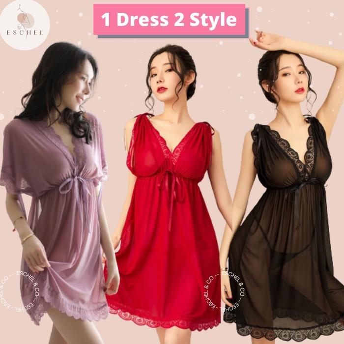 Lingerie Sexy Dress 2 Style (Free G String) Big Size Baju Tidur Dewasa Sexy Lingerie Jumbo