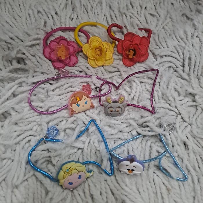 7 pcs karet ikat rambut anak perempuan disney princess original disney store disneyland preloved