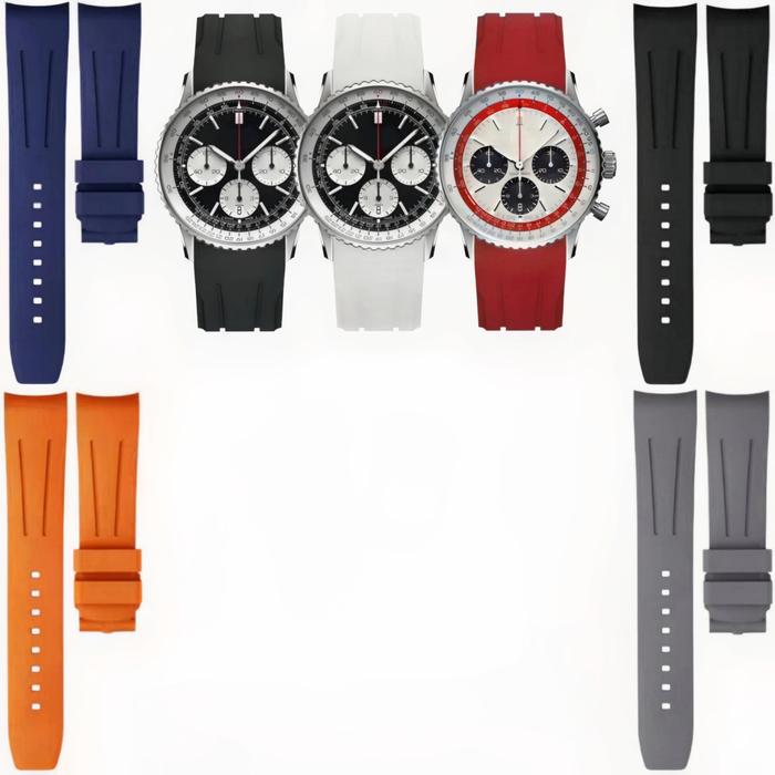 Tali Jam Tangan 22 MM Replacement Strap Curve End Fluoro Rubber Breitling Navitimer 105.22