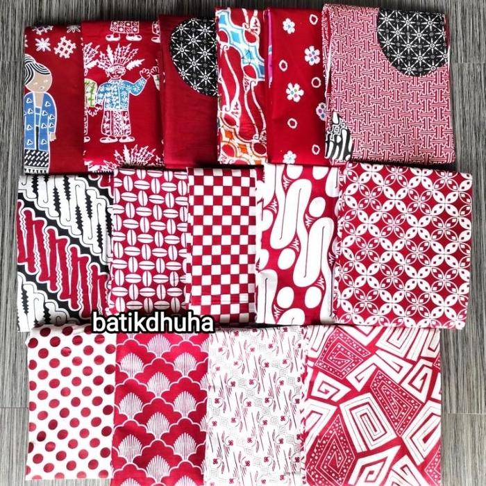 Kain Batik Merah Putih/ Bahan Batik Merah Putih / Kain Raja Batik Murah / Batik Tradisional grosir k