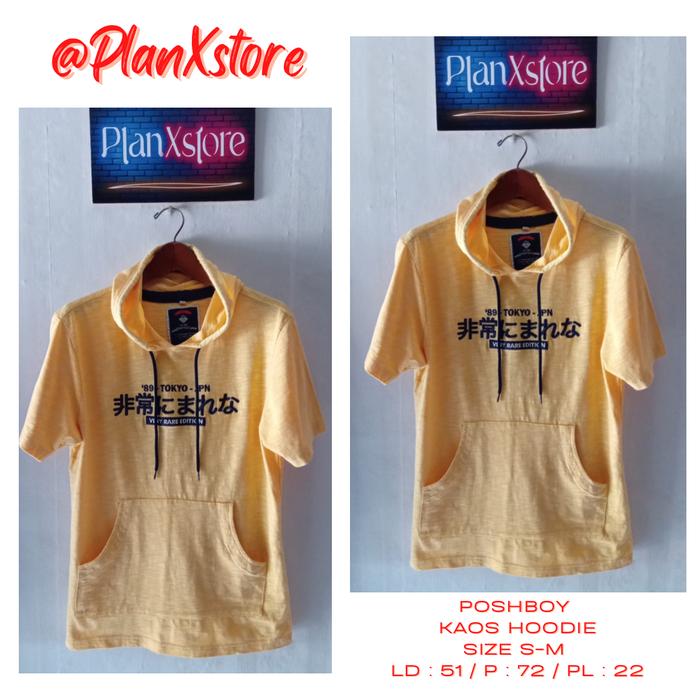 POSHBOY HOODIE SHORT SLEEVES SHIRT SIZE S-M WARNA KUNING PRELOVED TERJANGKAU