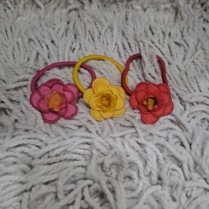3 pcs karet ikat rambut disney store original princess belle snow white aurora preloved