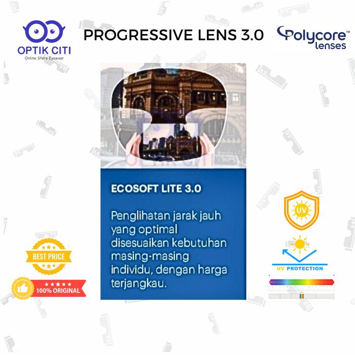 Lensa Kacamata Progresif Polycore Ecosoft Lite 2 1.56 Bisa Cylinder