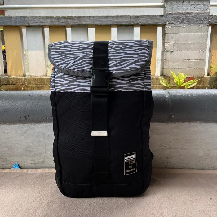 ransel tas second fila motif zebra hitam anak pria wanita muat leptop untuk kerja sekolah olahraga o