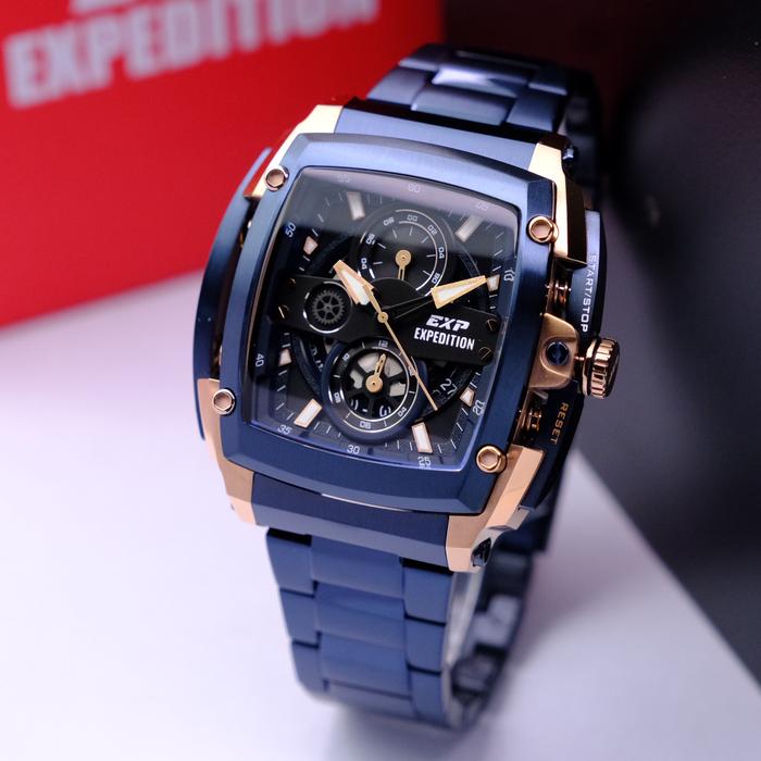 JAM TANGAN PRIA EXPEDITION E3008 / E 3008 ROSEGOLD BLUE ORIGINAL