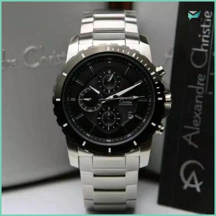 ProMaxs- ORIGINAL GARANSI RESMI 1 TAHUN JAM TANGAN PRIA ALEXANDRE CHRISTIE CHRONOGRAP RANTAI STAINLE