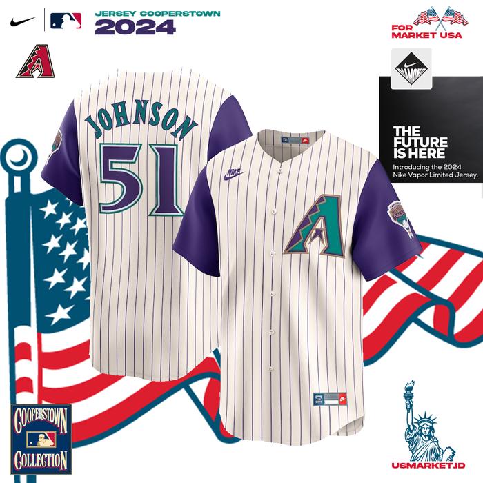 Kaos Jersey Nike Baseball MLB Arizona Diamondbacks Randy Johnson Cooperstown Jersey