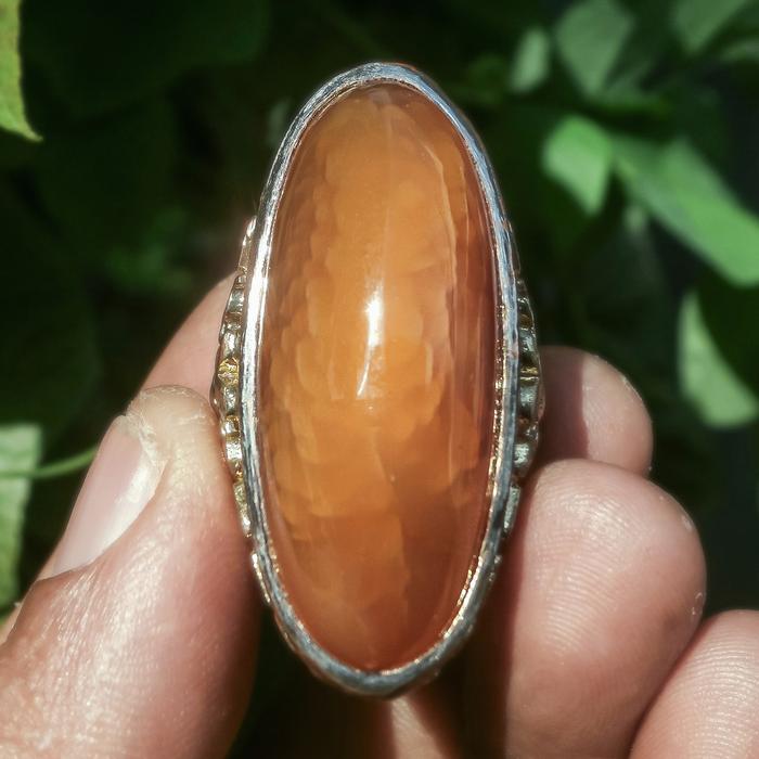 ASLI BATU AKIK PANDAN NANAS KUNING 4cm RG52 Ring 10