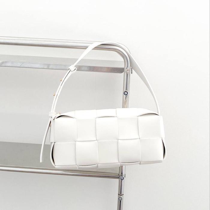 BV Small Brick Cassette Intrecciato Bag White GHW