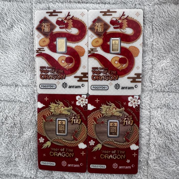 LM Emas Antam 0.5 Gram & 1 Gram Gift Series Imlek Year Of Dragon Shio Tahun Naga
