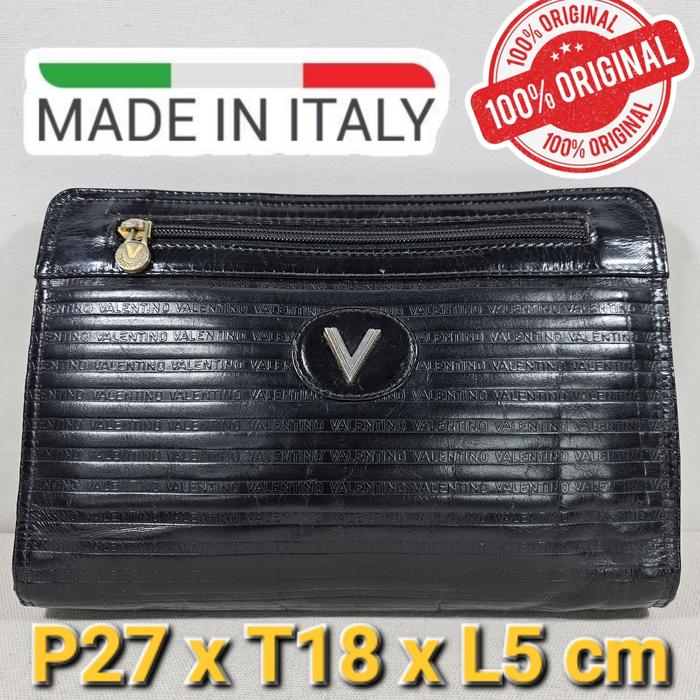 Mario Valentino original hand bag clutch wallet genuine leather black tas tangan pria