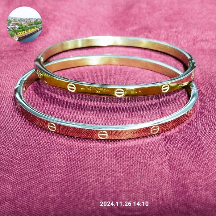 Gelang Besi Putih Asli Ternate Variasi Kuning