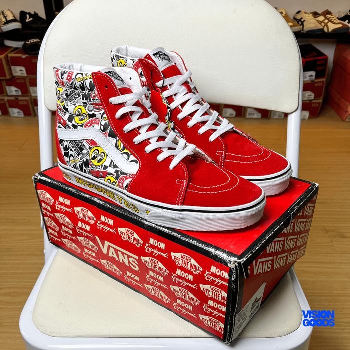 Sepatu Vans Sk8 High Mooneyes Logo Black Red 2023 Original 100%