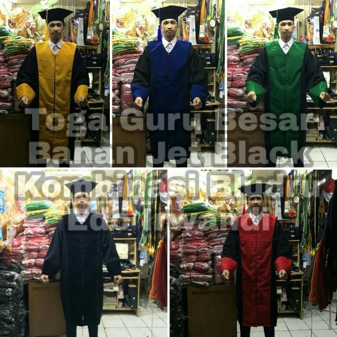 Toga Guru Besar Toga Senat Toga Rektor Bahan Jet Black Kombinas Bludru