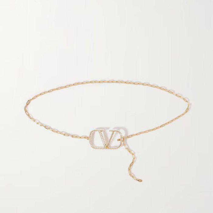 VLTN V Logo Crystal Chain Belt