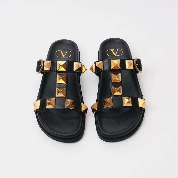 VLTN Roman Studs Dad Slide Sandal Black Size 35
