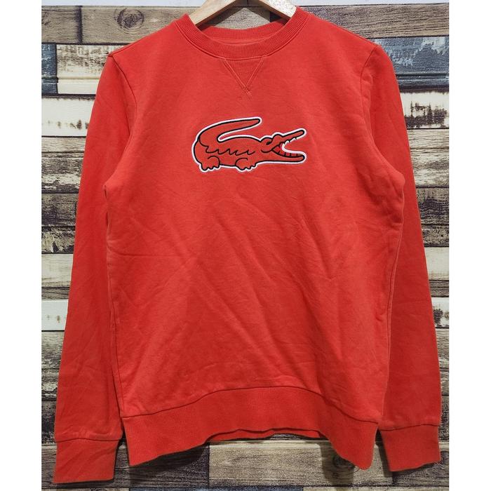 Lacoste Big Logo Bordir Crewneck Orange Original ( Size S-M )