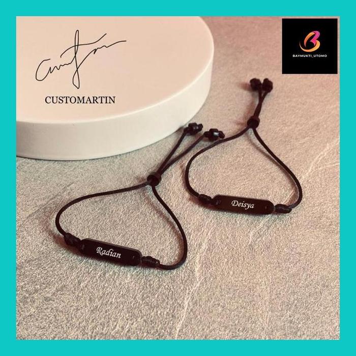 Bayy*" Pendulum Mini Black Acrl Gelang Nama Viral Tiktok "