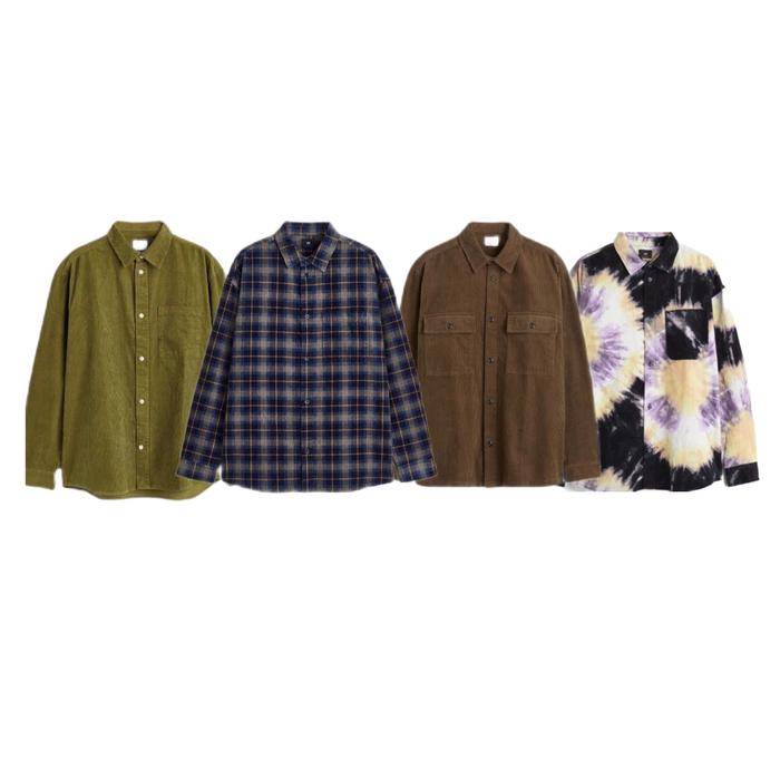 HM NEW MAN OVERSIZED TIE DYE PLAID CORDUROY KEMEJA SHIRT SWEATER JACKET COAT