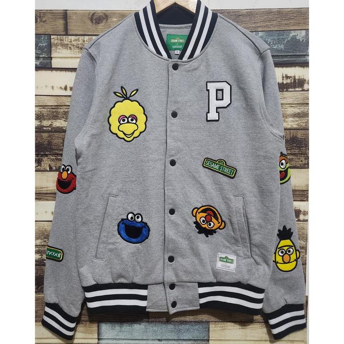 Sesame Street x Pancoat Varsity Jacket Grey Original ( Size M-L SLIM )