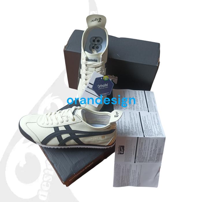 sepatu original onitsuka tiger mxico 66 black gold stripes size 41,5 / 26