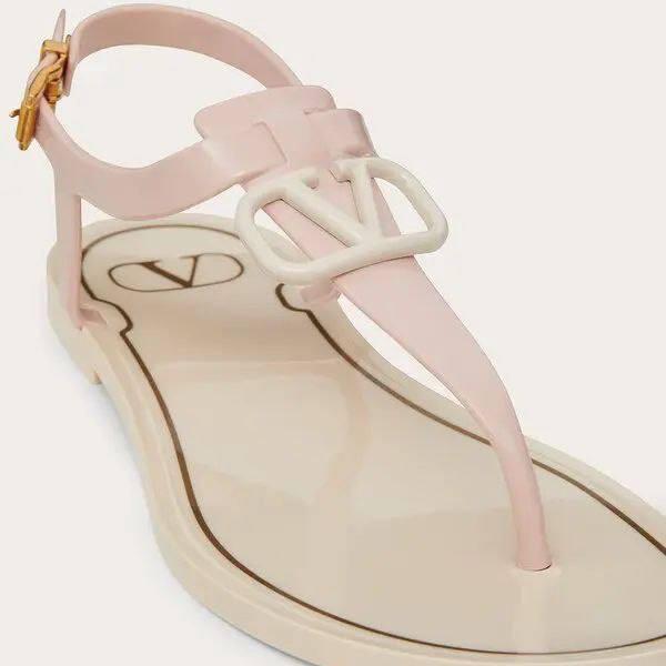 VLTN V Logo Rubber Sandal Rose Pink Size 39