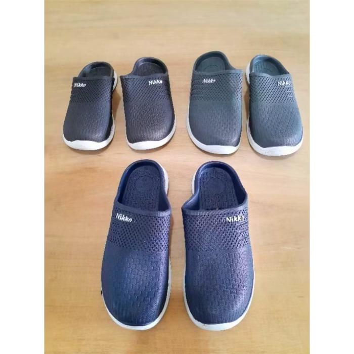 niko sepatu sandal selop bakpao hitam selop karet pria