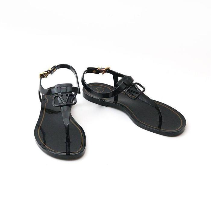 VLTN V Logo Sandal Thong Jelly Ankle Strap Black Size 36
