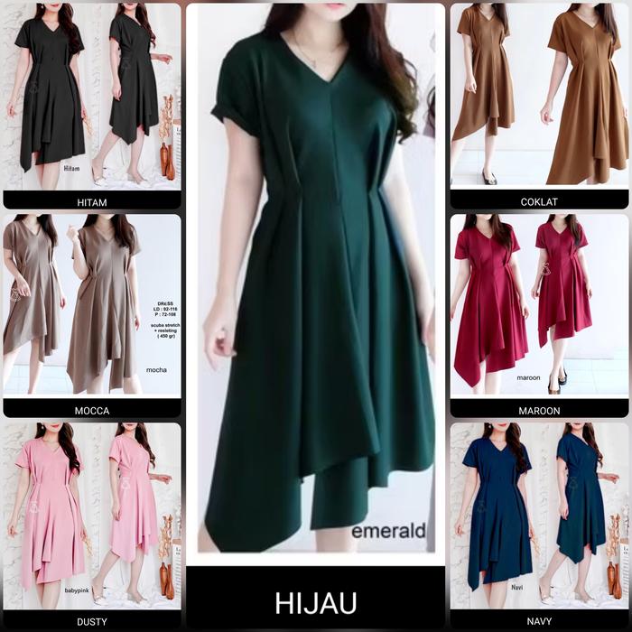 Scuba Stretch DS 1507 Dress DS1507 Abu DustyPink Emerald Wine