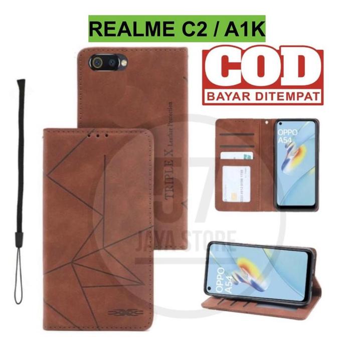 New Flip Case Magnet Realme C2 / A1K Flip Dompet Casing Hp Wallet Leather Cover Murah!!!!!!
