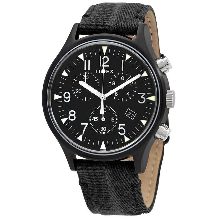 jam tangan  Timex MK1 TW2R68700 Chronograph Men Black Dial Black Fabric Strap