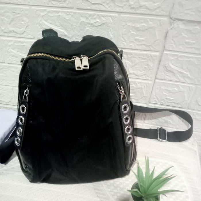 Tas PL Ransel Nilon Ssamzie Syot aksen kulit sinte (minus aksen kelupas)
