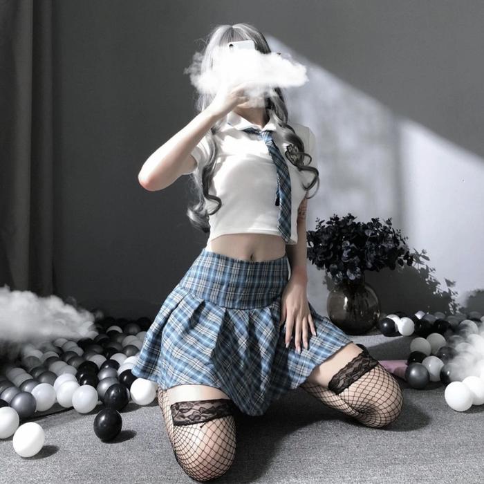 Sexy Lingerie Seragam Cosplay pelaut Set seragam Cosplay anime Jepang Rok kotak-kotak