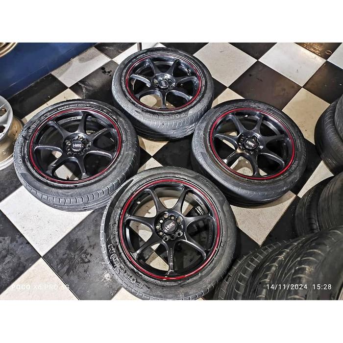 Velg Mobil Bekas Racing SEBUNSUTA HSR 17X7.5 baut 5 pcd 10X100/114 ET45 + BAN 215 55 R17