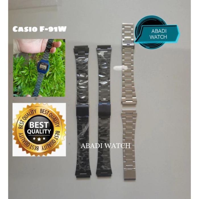 Strap stainless original utk jam tangan Casio F-91W, F-105w  F91w, F94w, F105w, F28w, A158w W217 F91