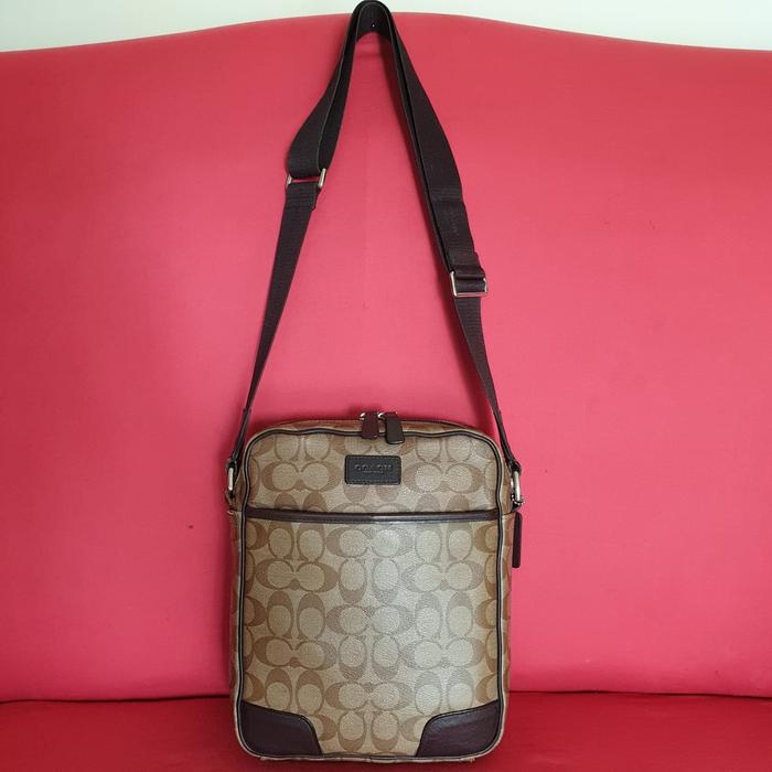 Tas Coach Selempang Sling Bag Pria Pvc Mix Kulit Asli