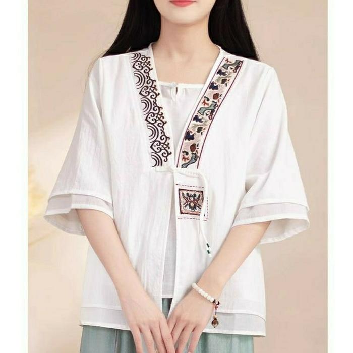 SB Daily Summer Chinese Style Women's Cheongsam Shirt Classic Han Decoration Oriental Evening Blouse