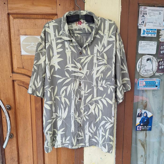 Jual Hilo Hattie The Hawaiian Shirt Silk Button Up Shirt Bamboo Shoot Size XL