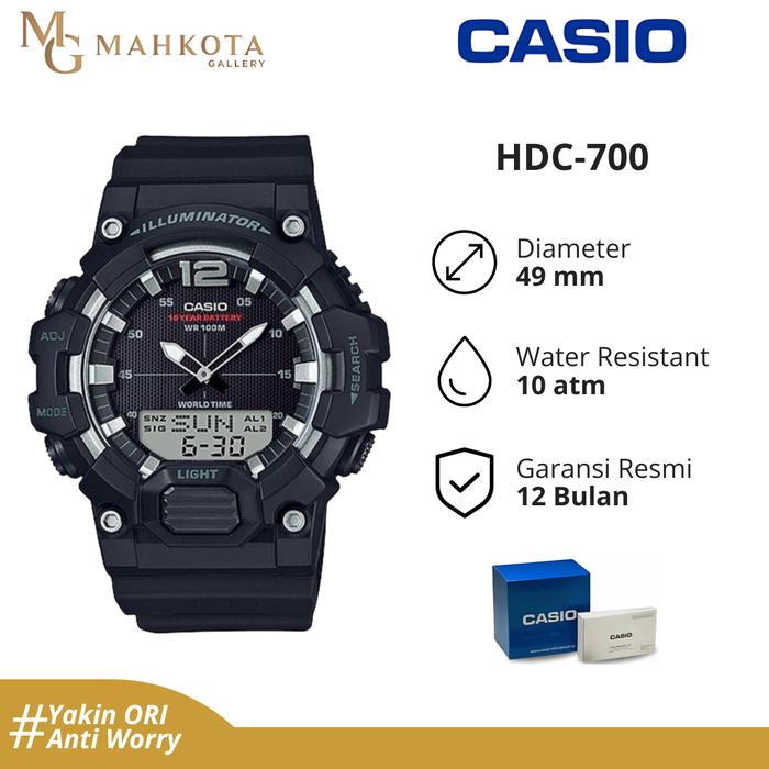 Jam Tangan Pria Casio HDC-700 Analog-Digital Strap Karet Original dan Bergaransi Jam Tangan Palemban