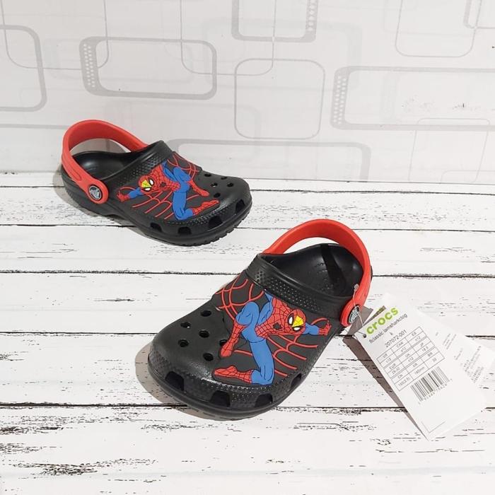 Sandal Baim Anak Cowok Crocs Spiderman Hitam Kualitas Import Original