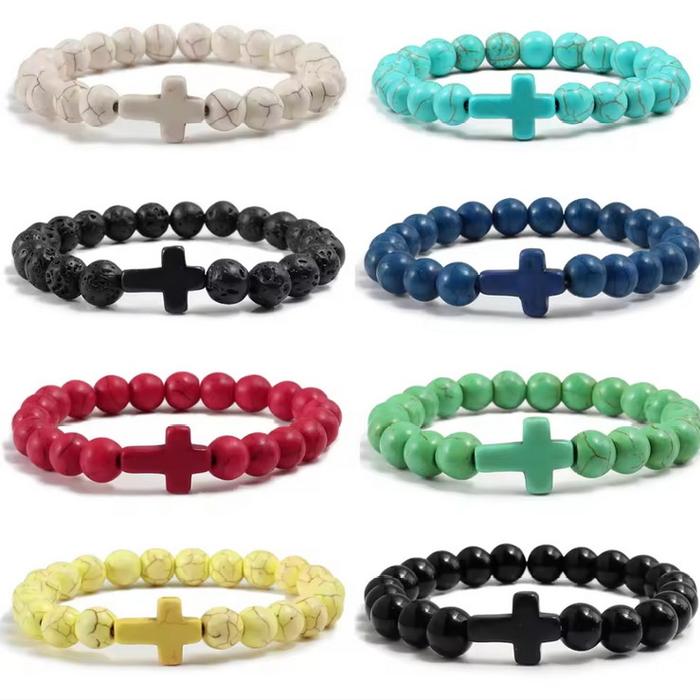gelang salib bracelet beads stone cross color