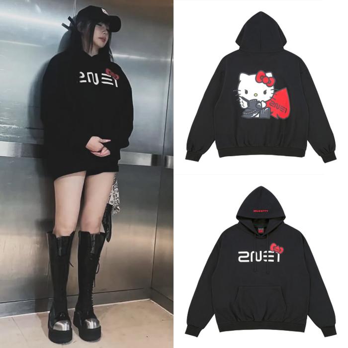 Jaket Hoodie Kpop BLACKJACKS 2NE1 HELLO KITTY Welcome Back Tour 2024 PARK BOOM