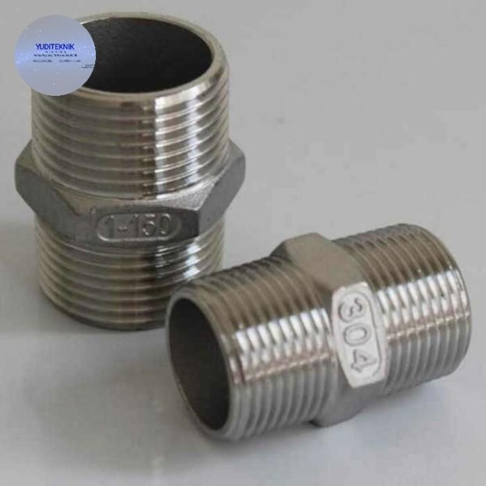 dauble niple 1" stainless stell