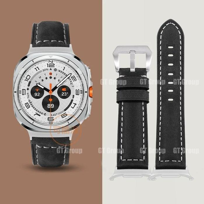 GT Group Original Leather Strap Kompatibel untuk Samsung Galaxy watch Ultra 1 2 47mm Classic 8 9 40m