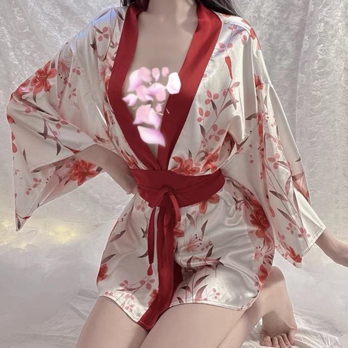 kimono Sexy hot Lingerie Wanita Baju tidur Motif jepang Set