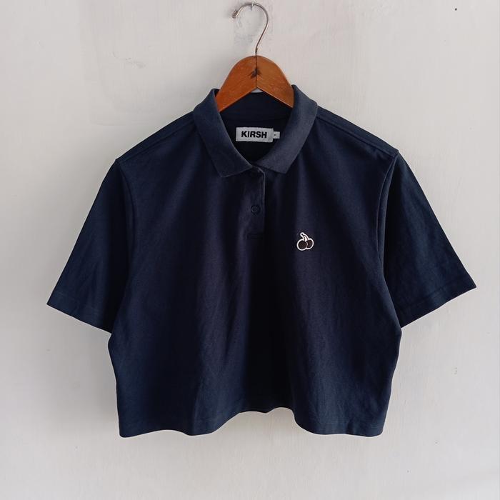 kaos polo crop Kirsh mono cherry crop pique