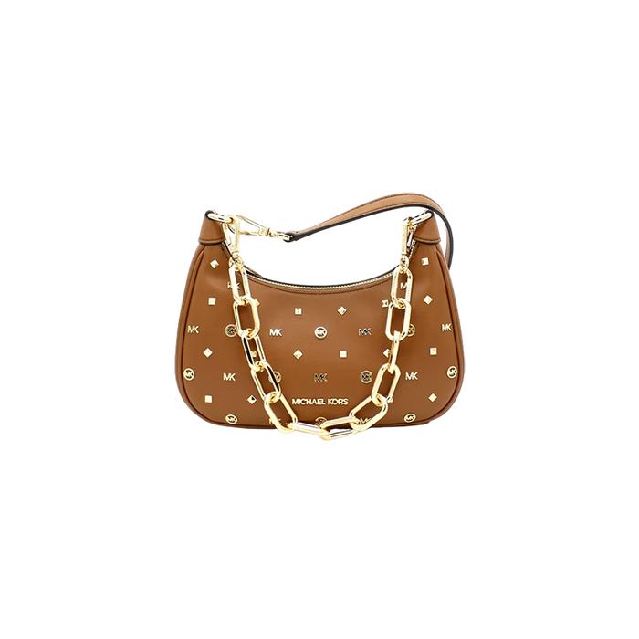 Tas Wanita Branded MK Cora Medium Studded Zip Pouchette Bag - Luggage