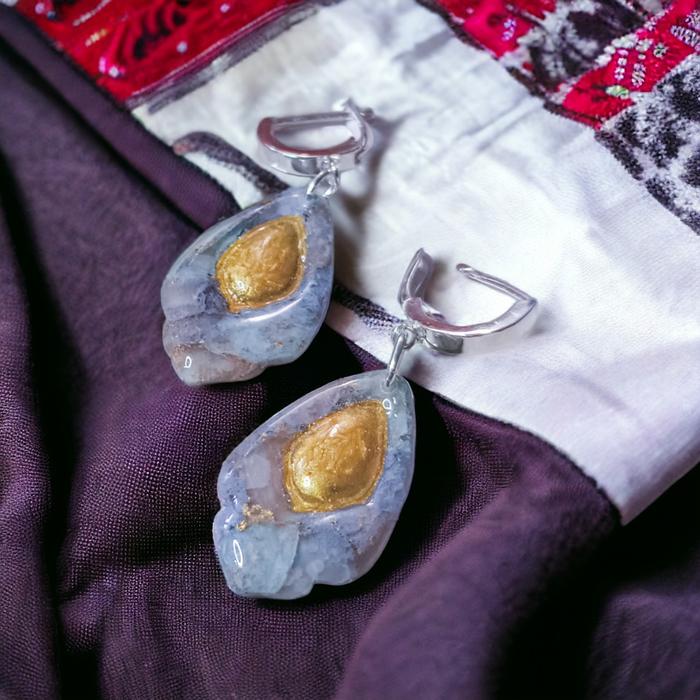 Anting Wanita Perak 925 Lingkaran Moroccan Drop Blue Rose by Clezzie Jewellery