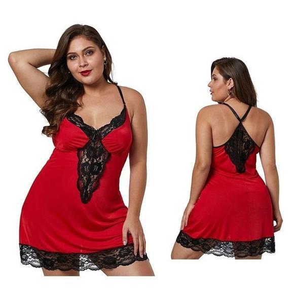 JS Lingerie Mini Dress Leopard Renda JUMBO