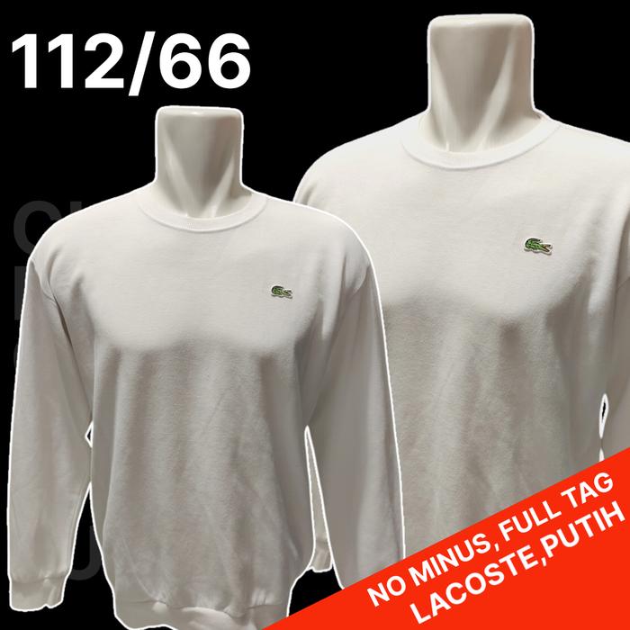 Sweater Putih Lacoste Original/Crewneck Putih LACOSTE Original, Bekas